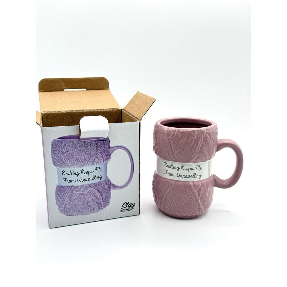 Knitting Novelty Fun‎ Crafting Mugs - Unravelling Pink New Large Gift